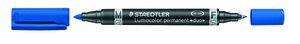MARCADOR PERMANENTE STAEDTLER 348 LUMOCOLOR DUO CONICO AZUL