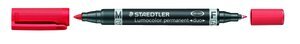 MARCADOR PERMANENTE STAEDTLER 348 LUMOCOLOR DUO CONICO ROJO