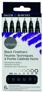 ROTULADOR DALER ROWNEY FINELINER NEGRO SIMPLY ESTUCHE DE 6